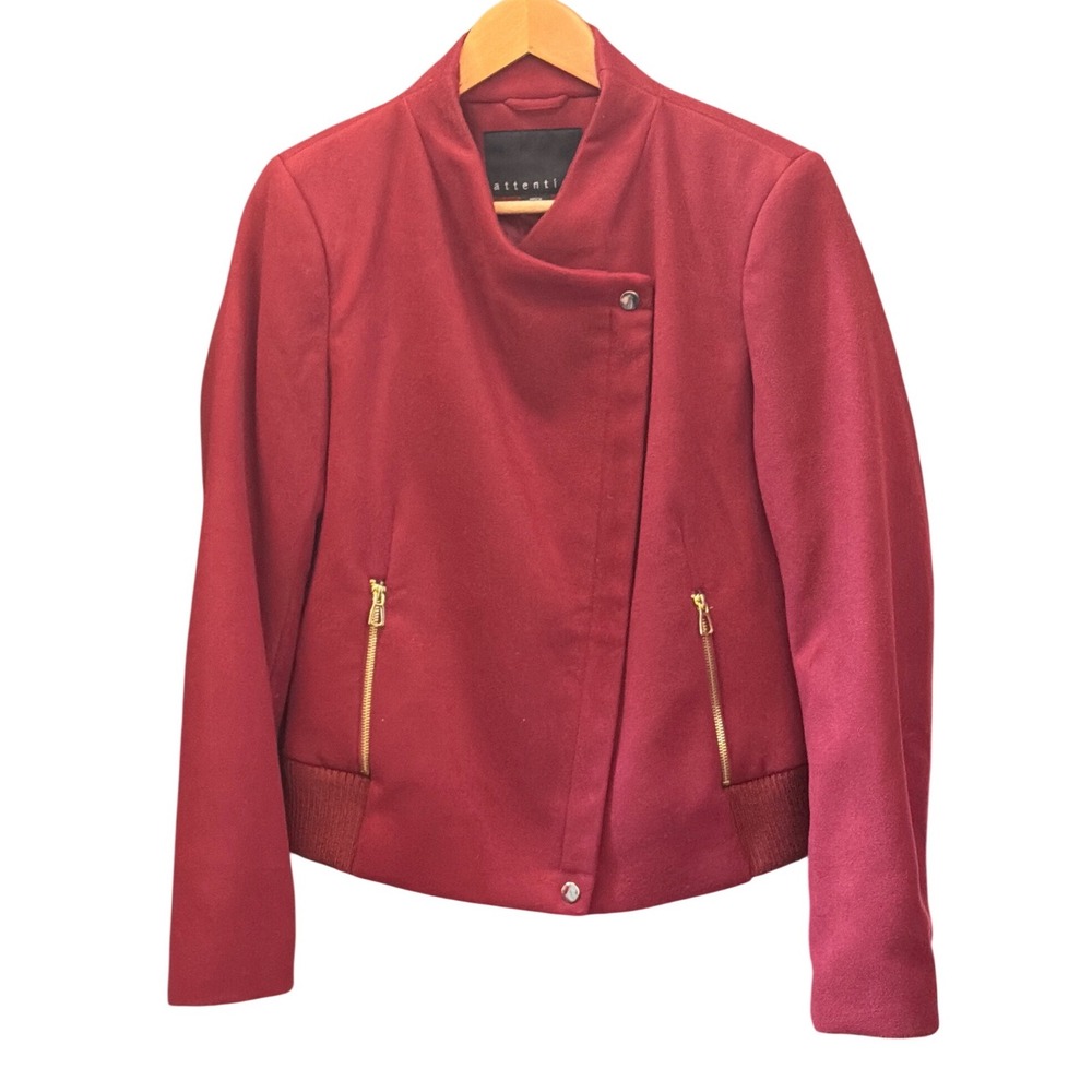 Attention Moto Bomber Jacket Dark Academia Chic Minimalist Burgundy Chic Wine